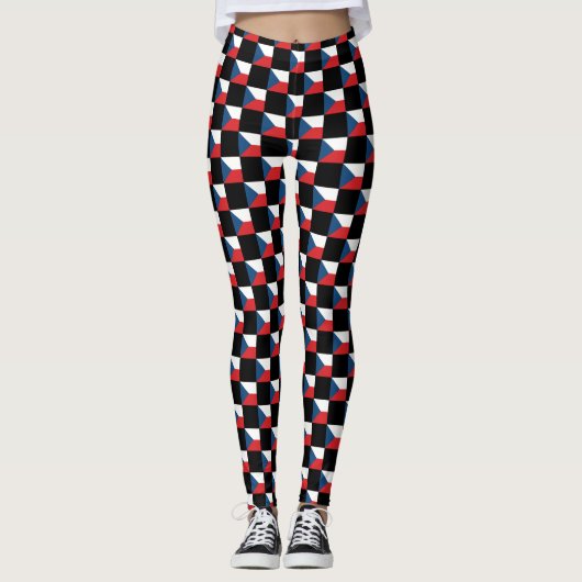 Gechecktes tschechisches Flaggenmuster Leggings (Vorderseite)