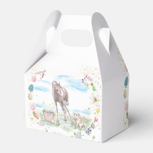 Gechenkverpackung Ostermotiv mit Pferd und Hase Geschenkschachtel (Rückseite)