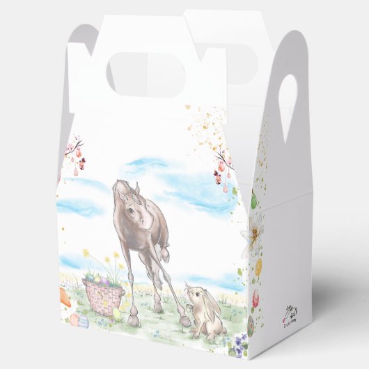 Gechenkverpackung Ostermotiv mit Pferd und Hase Geschenkschachtel (Geöffnet)