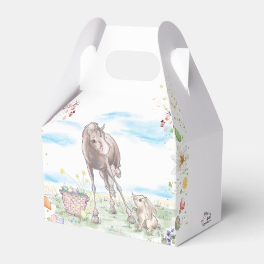 Gechenkverpackung Ostermotiv mit Pferd und Hase Geschenkschachtel (Vorderseite)