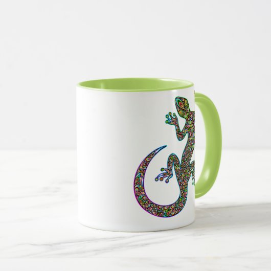 Geck Gecko Psychedelic Design Tasse (VorderseiteRechts)