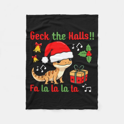 Geck The Halls Leopard Gecko Christmas Pun Pet Own Fleecedecke (Vorderseite)