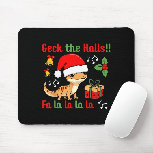 Geck The Halls Leopard Gecko Christmas Pun Pet Own Mousepad (Mit Mouse)