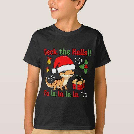 Geck The Halls Leopard Gecko Christmas Pun Pet Own T-Shirt (Vorderseite)