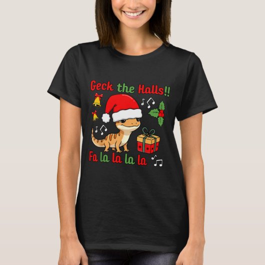 Geck The Halls Leopard Gecko Christmas Pun Pet Own T-Shirt (Vorderseite)