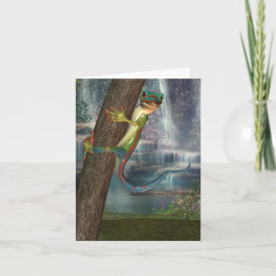 Gecko auf einer Baum-Anmerkungs-Karte Karte