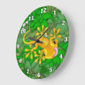 Gecko-Cartoon Große Wanduhr (Winkel)