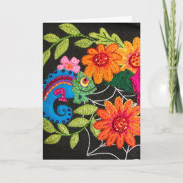 Gecko Eidechse gesteppt Filz Geburtstag Karte