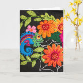 Gecko Eidechse gesteppt Filz Geburtstag Karte (Gelbe Blume)