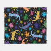 Gecko-Eidechsen mehrfarbig ganz über Druck Fleecedecke (Vorderseite (Horizontal))