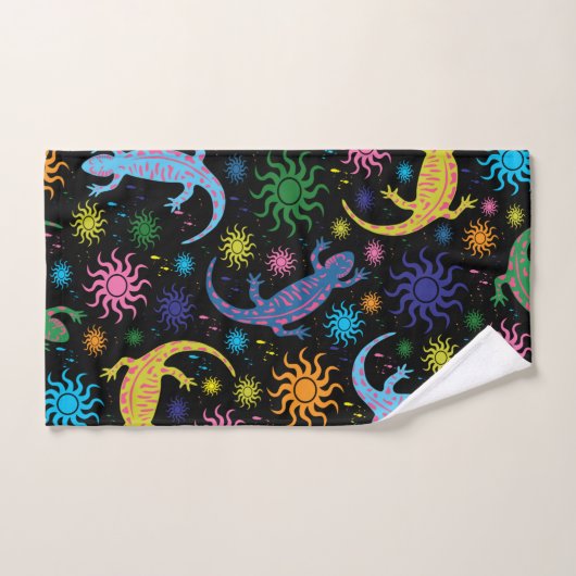 Gecko-Eidechsen mehrfarbig ganz über Druck Handtuch (Handtuch)