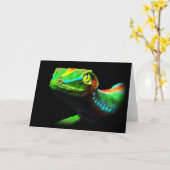 Gecko-Eidechsen-Regenbogen färbt Gruß-Karten Karte (Gelbe Blume)