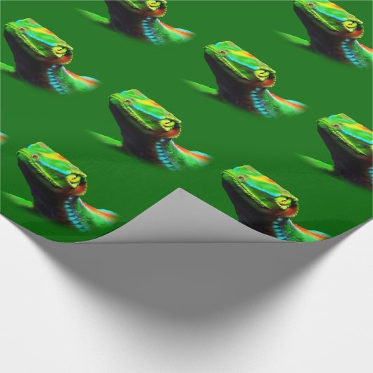 Gecko-Eidechsen-Regenbogen färbt Wrapping_paper Geschenkpapier (Ecke)