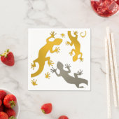 Gecko Gold Silber + Ihr Hintergrund & Ihre Idee Serviette (Beispiel)