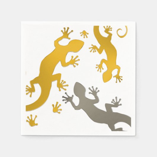 Gecko Gold Silber + Ihr Hintergrund & Ihre Idee Serviette (Vorderseite)