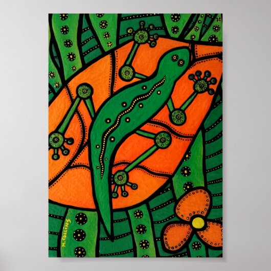 Gecko Green und Orange Poster (Vorne)
