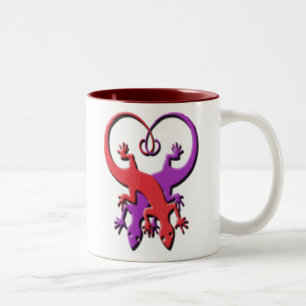 Gecko-Herz-Tasse Zweifarbige Tasse