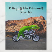 Gecko Joe Motorcycle geht in Rente Weinetikett (Einzelnes Label)