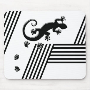 Gecko läuft - abstrakte schwarz-weiße Streifen 2 Mousepad