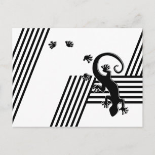Gecko läuft - abstrakte schwarz-weiße Streifen 2 Postkarte