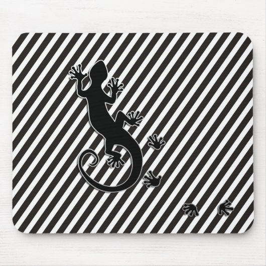 Gecko läuft - schwarz-weiße Streifen Mousepad (Vorne)