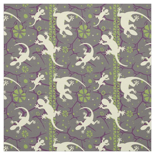 Gecko Lizard Abstrakt Cactus Ethnic Pattern Stoff (Muster)