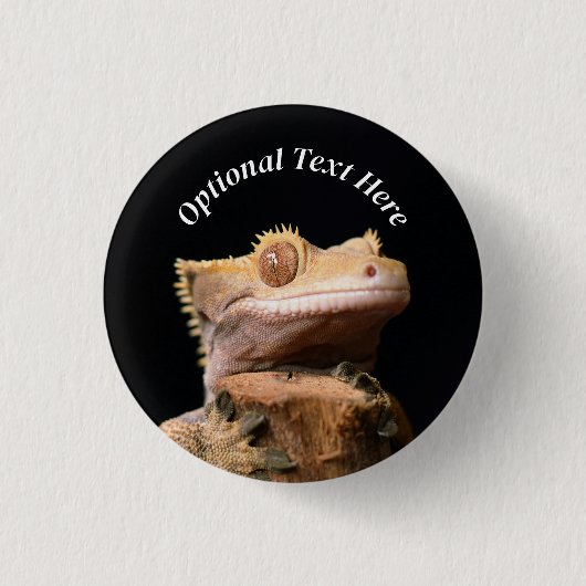 Gecko Lizard auf schwarz Button (Vorderseite)