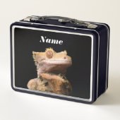 Gecko Lizard auf schwarz Metall Brotdose (Rückseite)