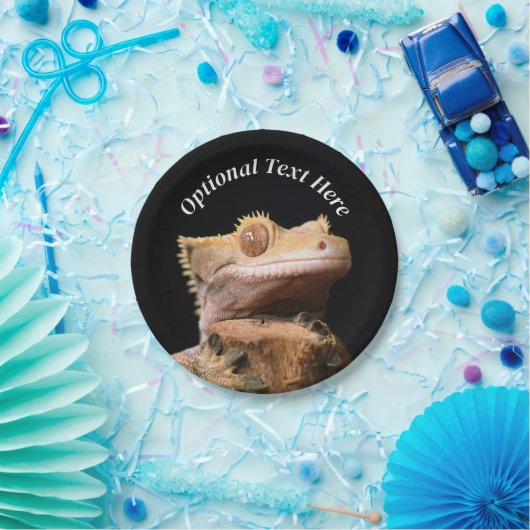 Gecko Lizard auf schwarz Pappteller (Party)