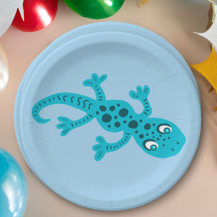 Gecko Lizard Blue Kindergeburtstag Party Pappteller