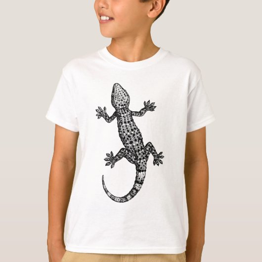 GECKO LIZARD DESIGN IN SCHWARZ UND WEISS T-Shirt (Vorderseite)