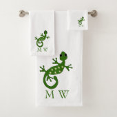 Gecko Lizard Design Monogrammed Badhandtuch Set (Insitu)