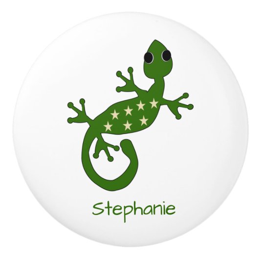 Gecko Lizard Design Personalised Keramikknauf (Vorderseite)