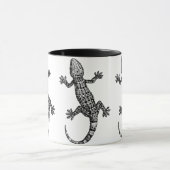 GECKO LIZARD ILLUSTRATION IN SCHWARZ UND WEISS TASSE (Zentrum)