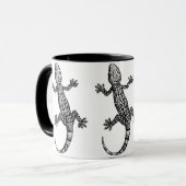 GECKO LIZARD ILLUSTRATION IN SCHWARZ UND WEISS TASSE (Vorderseite Links)