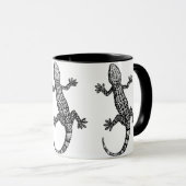 GECKO LIZARD ILLUSTRATION IN SCHWARZ UND WEISS TASSE (VorderseiteRechts)