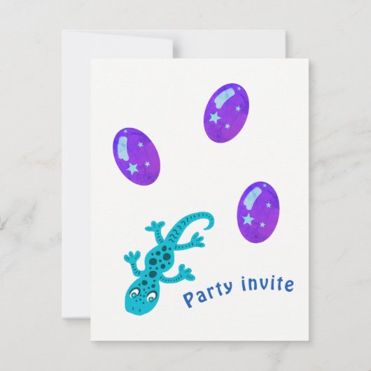 Gecko Lizard Kindergeburtstag Party Card Einladung (Rückseite)