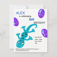 Gecko Lizard Kindergeburtstag Party Card