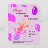 Gecko Lizard Kindergeburtstag Party Card Einladung (Vorne/Hinten)