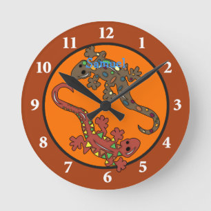 Gecko Lizard Mexikanisches Thema Wall Clock Runde Wanduhr