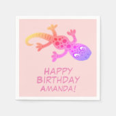 Gecko Lizard Rainbow Individuelle Name Kindergebur Serviette (Vorderseite)