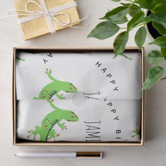Gecko Lizard Reptile Birthday Individuelle Name Seidenpapier (Geschenk)