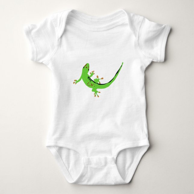Gecko Lizard Reptile Illustration Baby Strampler (Vorderseite)