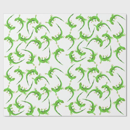 Gecko Lizard Reptile Muster Geschenkpapier (Flach)