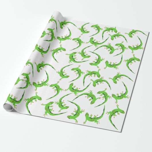 Gecko Lizard Reptile Muster Geschenkpapier (Ungerollt)