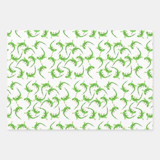 Gecko Lizard Reptile Muster Geschenkpapier Set (Vorderseite 3)