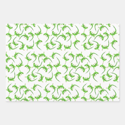 Gecko Lizard Reptile Muster Geschenkpapier Set (Vorderseite)