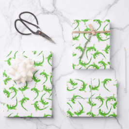 Gecko Lizard Reptile Muster Geschenkpapier Set