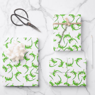 Gecko Lizard Reptile Muster Geschenkpapier Set