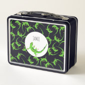 Gecko Lizard Reptile Muster Metall Brotdose (Rückseite)